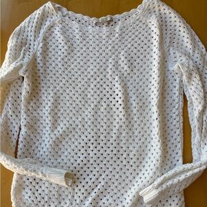 LOFT White Open-Knit Lightweight Sweater
